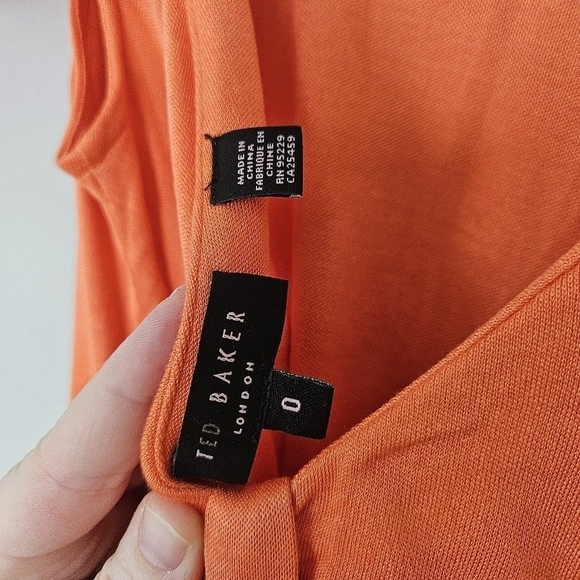 Ted Baker London orange low back bow shoulders mini dress size 0 - Picture 10 of 10